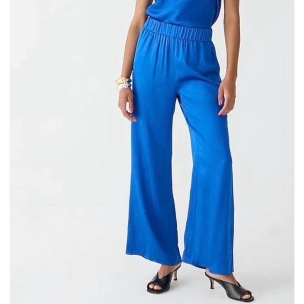 J. Crew Collection Astrid Wide-leg Pant in Luster Crepe Royal Blue NWT Size 6